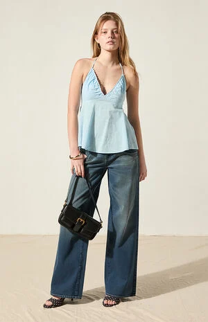 Madelyn Linen Halter Babydoll Top image number 1