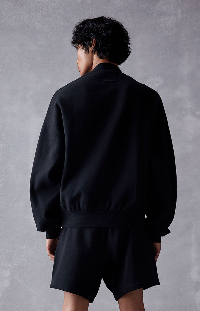 Fear of God Essentials Jet Black Crew Neck Sweatshirt PacSun