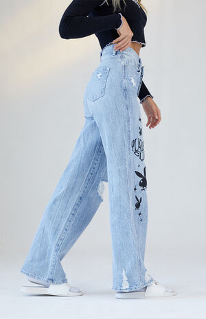 By PacSun Eco Super Distressed High Waisted Baggy Jeans image number 4