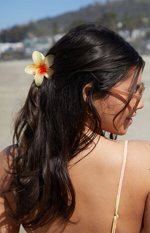 3 Pack Plumeria Flower Hair Claw Clips image number 3