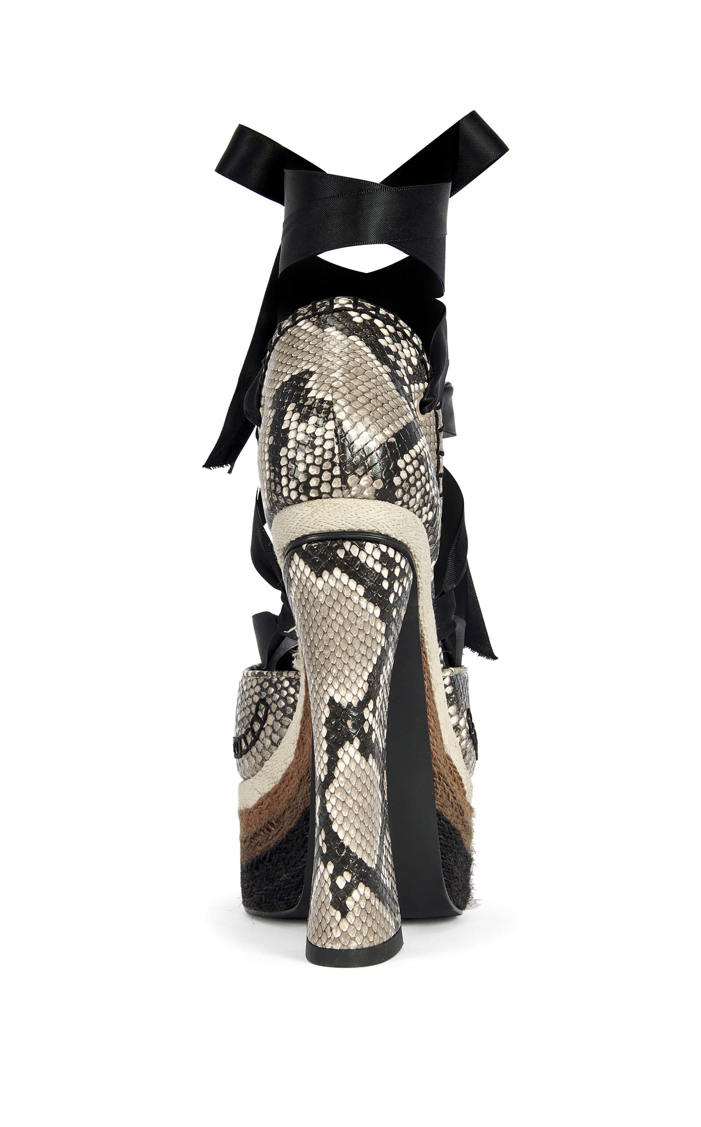 AZALEA WANG Women's Fonteyn Brown Snake Block Sandals