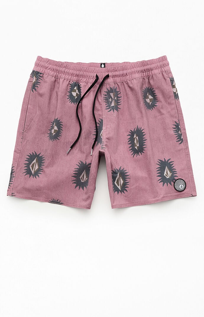 Volcom Men's Psyche Cotton 7" Swim Trunks In Stone In Gray
