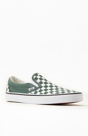Checkerboard Green Slip-On Shoes image number 1