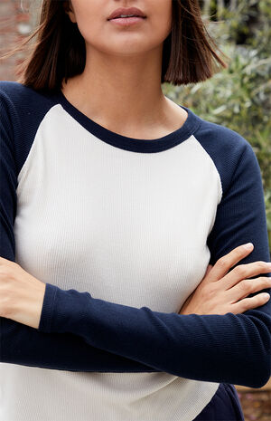 White & Black Bella Colorblock Long Sleeve Top image number 2