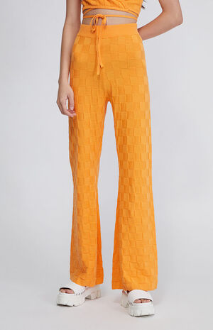 Eco Checkerboard Effect Flare Trousers image number 1