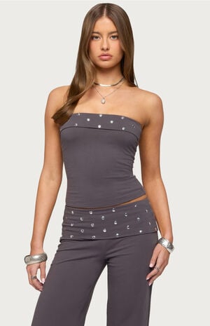 Breanna Studded Foldover Tube Top image number 1