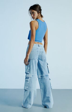 Light Blue Zip-Off '90s Baggy Cargo Pants image number 6