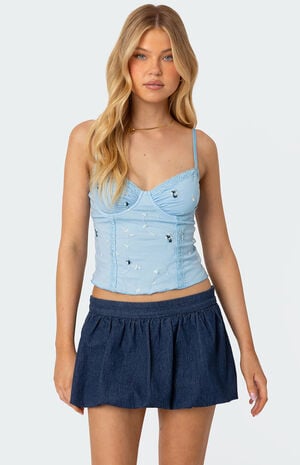 Victoria Embroidered Mesh Bra Top image number 1