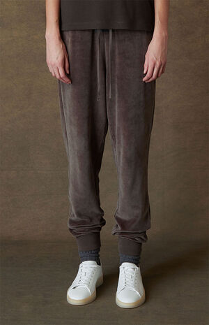 Women's Off Black Velour Sweatpants image number 2