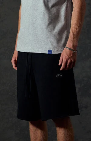 Black Standard Long Fleece Sweat Shorts image number 4