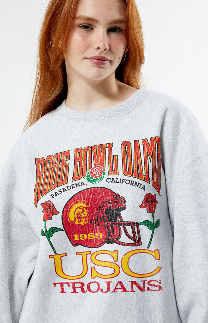 Women s x Rose Bowl USC Champion Crew Neck Sweatshirt in Light Gray Size Medium