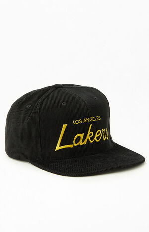 Los Angeles Lakers Corduroy Script Snapback Hat image number 1