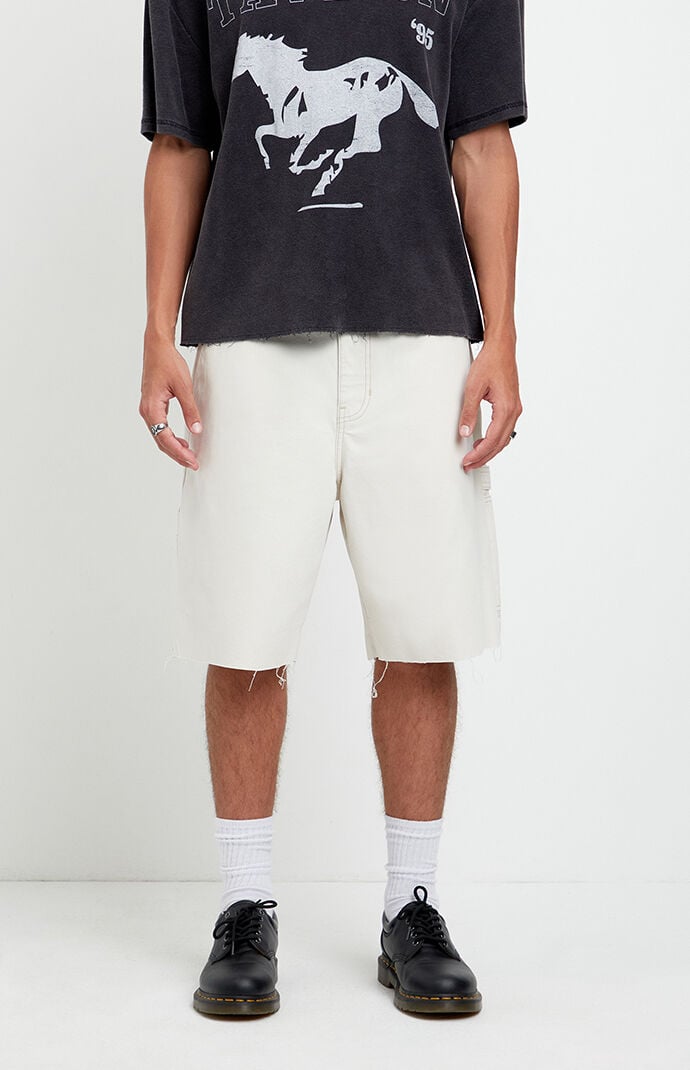 Pacsun Parker Baggy Jean Shorts Carpenter Cream