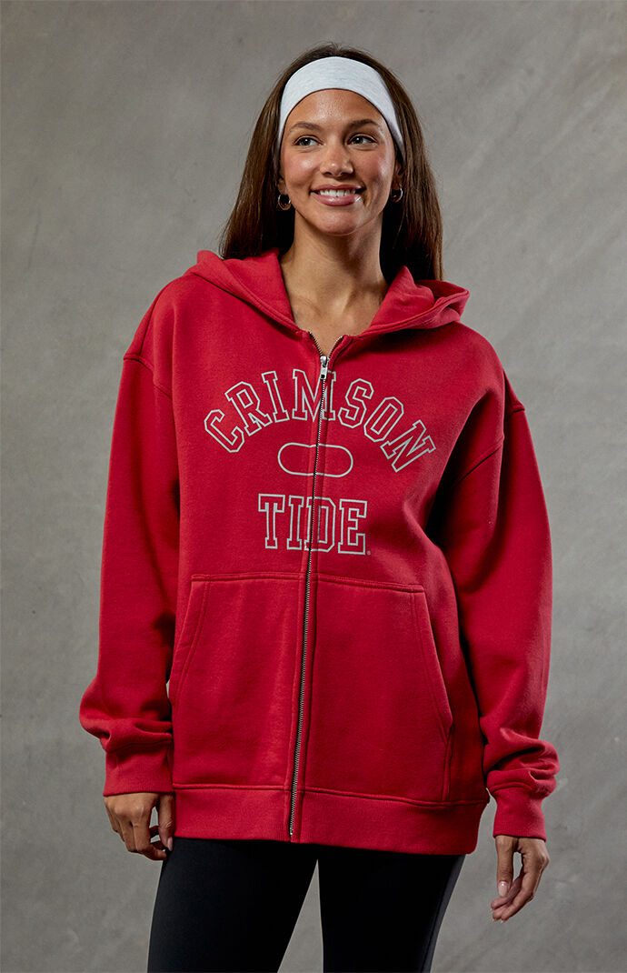 WILD COLLECTIVE Alabama Crimson Tide Embroidered Zip Up Hoodie