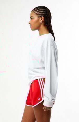 Red & White 3-Stripes Sprinter Shorts image number 2