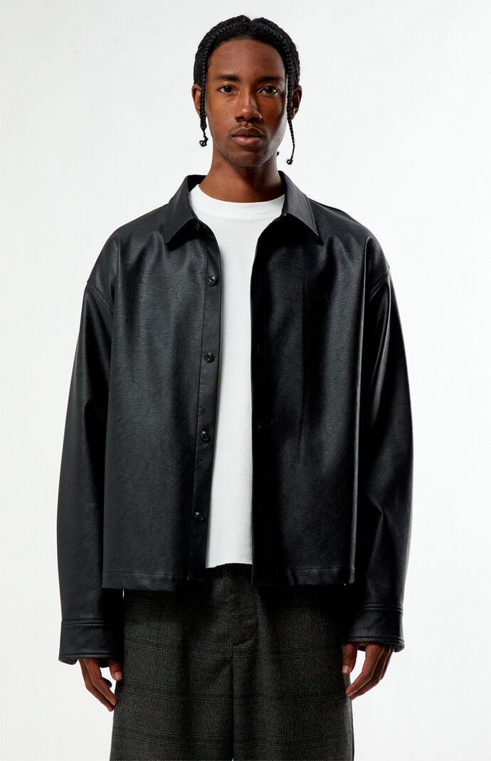 Pacsun Essex Faux Leather Long Sleeve Shirt