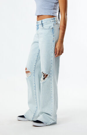 Light Indigo Ripped Extreme Baggy Jeans image number 3