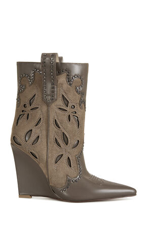 Talayah Brown Western Wedge Booties image number 1