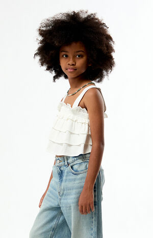 White Ruffle Tank Top image number 3