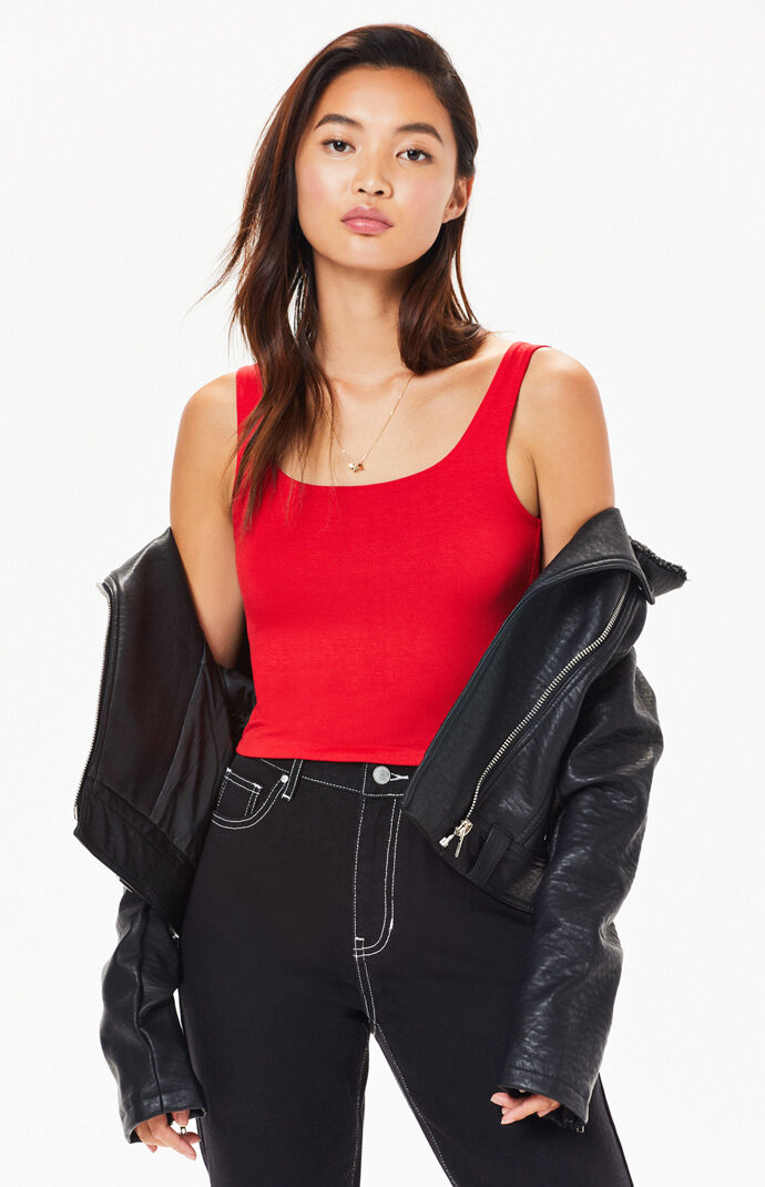 The Wishful Tank Top by PacSun is the summer staple missing from your closet. This essential tank features a scoop neckline, wide fixed straps, and a cropped fit. Wide fixed straps Scoop neckline Cropped length Model is wearing an xsmall 95% rayon, 5% spandex Hand wash
