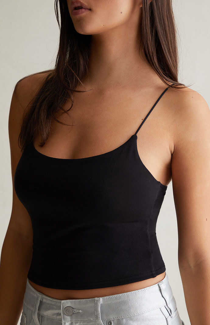 Women's Easy Cropped Cami In Black - Size Medium