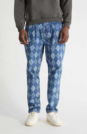 Argyle Medium Indigo Pleated Loose Jeans image number 2