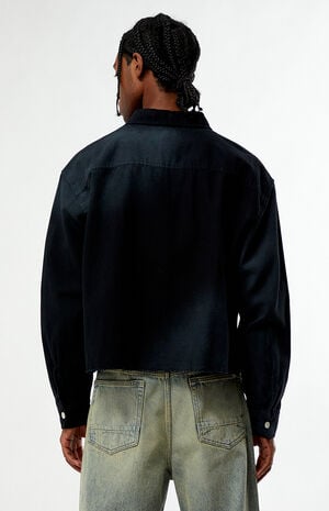 Pike Washed Black Cropped Long Sleeve Work Shirt image number 4