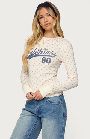 Cali Floral Ribbed Long Seeve T-Shirt image number 2