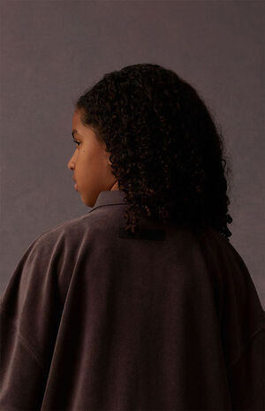 Essentials Plum Terry Cloth Short Sleeve Polo Shirt image number 5