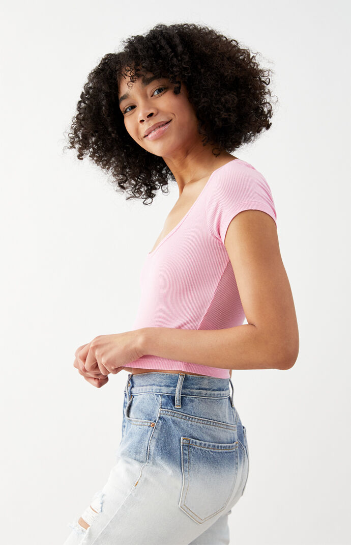 Jade Ribbed Scoop T-Shirt