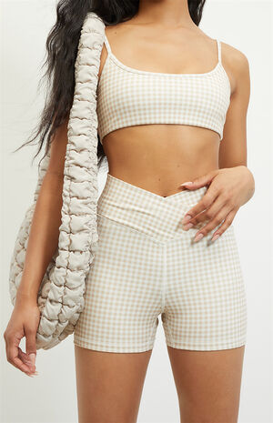 PAC WHISPER Active Gingham Billie High Waisted Biker Shorts image number 1