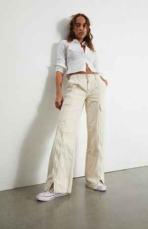 Bone Zipper Low Rise Puddle Pants image number 6