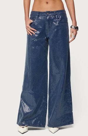 Mirella Sequin Low Rise Baggy Jeans image number 1