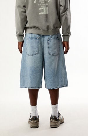 Theo Medium Blue Baggy Shorts image number 4