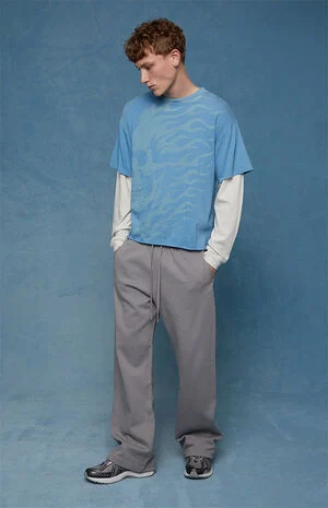 Light Gray Fleece Extreme Baggy Sweatpants image number 1