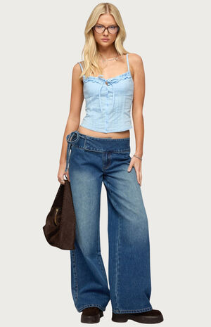 Kerah Ruffle Button Tank Top image number 5