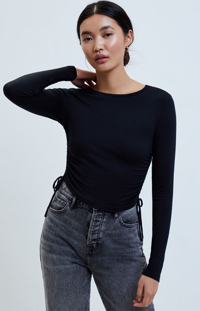 Me To We Side Cinched Long Sleeve Top Pacsun