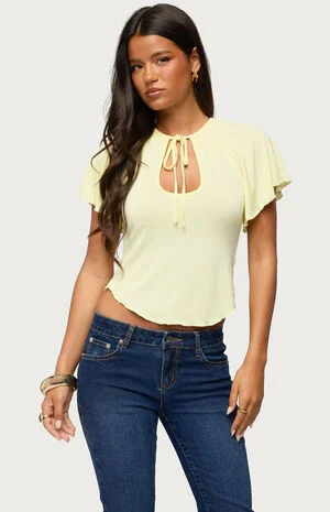 Roye Keyhole Flutter Raglan Top image number 1