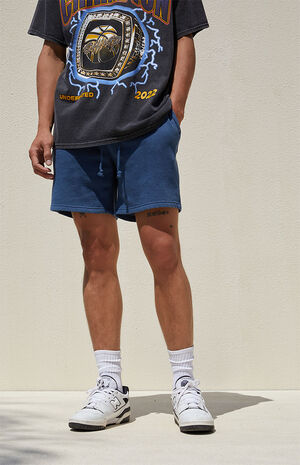 Navy Fleece Garment Dyed Sweat Shorts image number 3