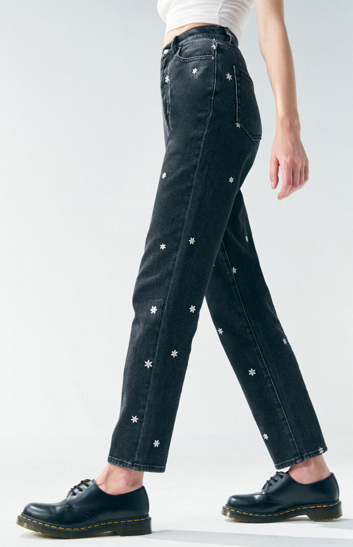 pacsun black rose mom jeans