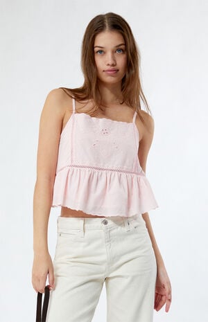 Embroidered Babydoll Cami Top image number 1