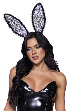 Costume Bendable Lace Bunny Ears Headband image number 1
