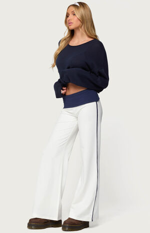 8 Contrast Fold Over Wide Leg Pants image number 4