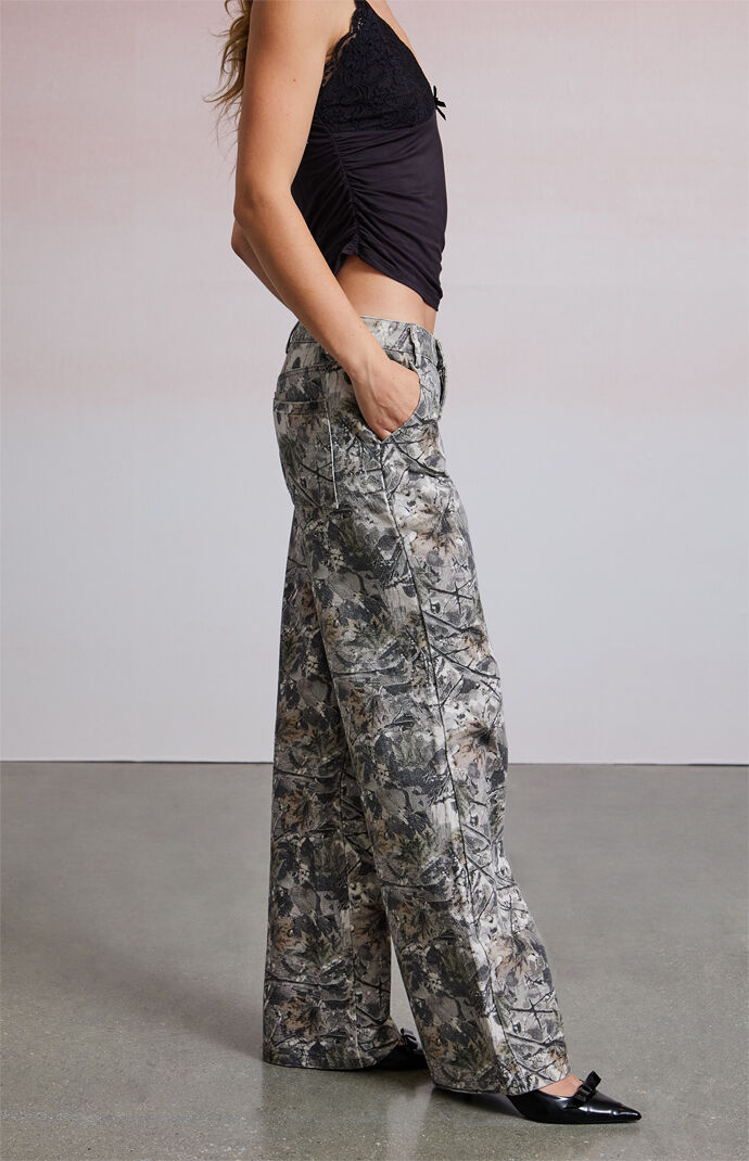 Third Charm Tree Camo Low Rise Baggy Jeans