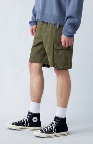Eco Olive Baggy Cargo Shorts image number 3
