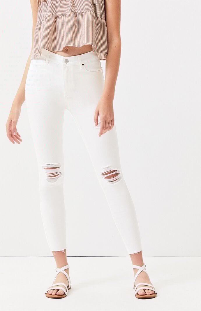 high rise white jeggings