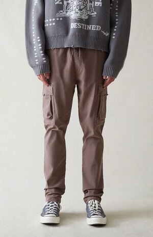 Eco Stretch Canvas Taupe Slim Cargo Pants