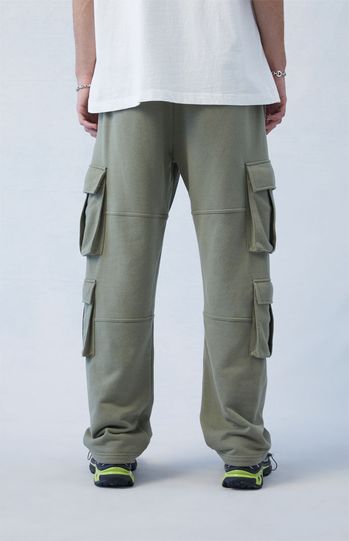 PacSun Terry Olive Straight Cargo Sweatpants PacSun