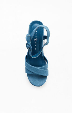 Women's Chunky Platform Denim Daisy Heels image number 5