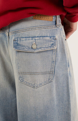 Ryder Button Flap Ultra Baggy Jeans Light Indigo image number 2